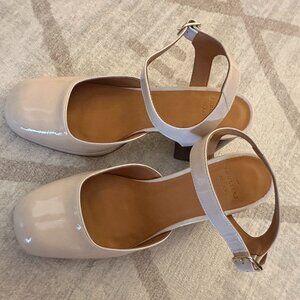 Sezane Alexane Mary Janes White Lacquer Heel Shoes SIZE 8 / 39